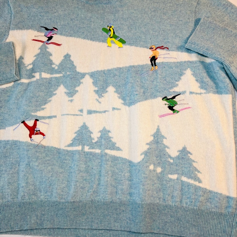 Cashmere Ski Sweater Winter Sports/Skiing/Snowscape Size M. - Picture 5 of 13